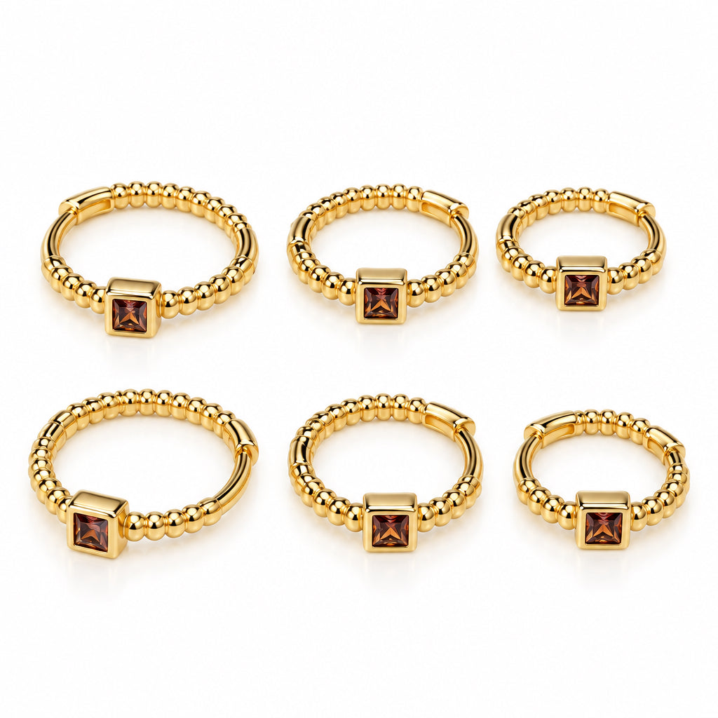 TRIO EARRING HOOPS BROWN MINI SQUARES