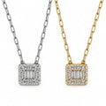 NECKLACE SQUARE PENDANT CRYSTALS