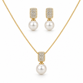 EARRINGS + NECKLACE JEWELRY SET WITH PEARL
