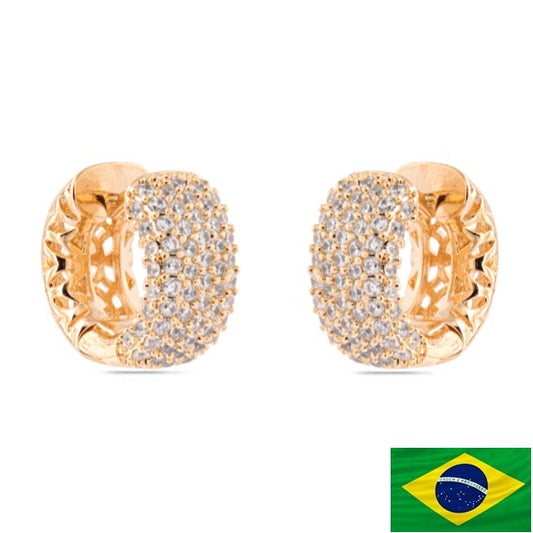 EARRING HOOPS BULKY STUDDED CUBIC ZIRCONIAS