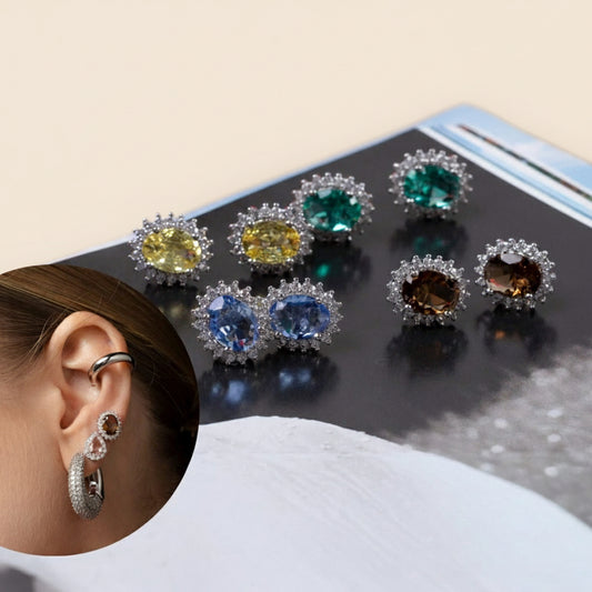 EARRINGS DELUXE OVAL CRYSTALS