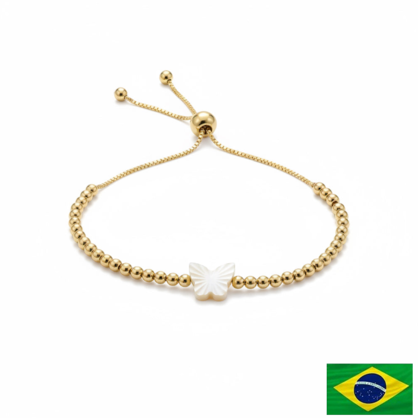 BRACELET MINI SPHERES AND BUTTERFLY MOTHER OF PEARL