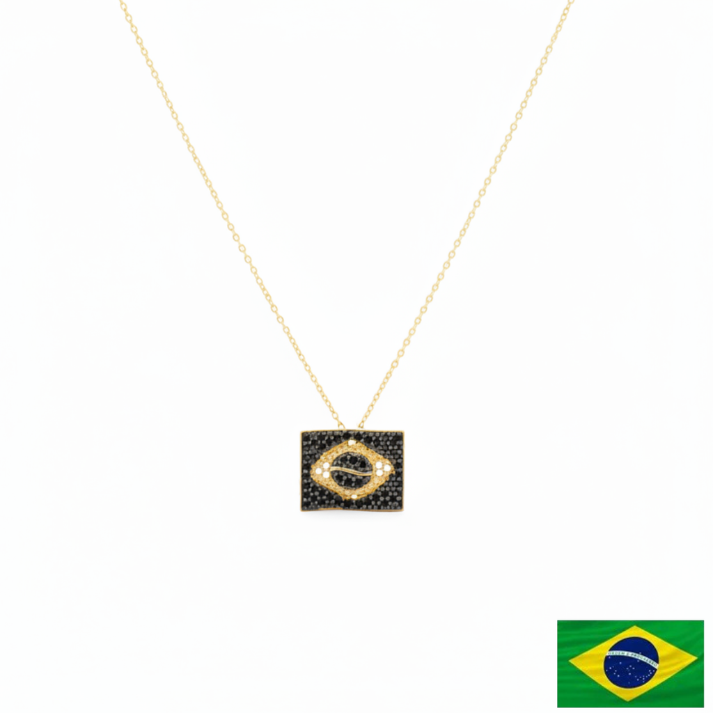 NECKLACE HORIZONTAL BRAZIL FLAG CRYSTALS