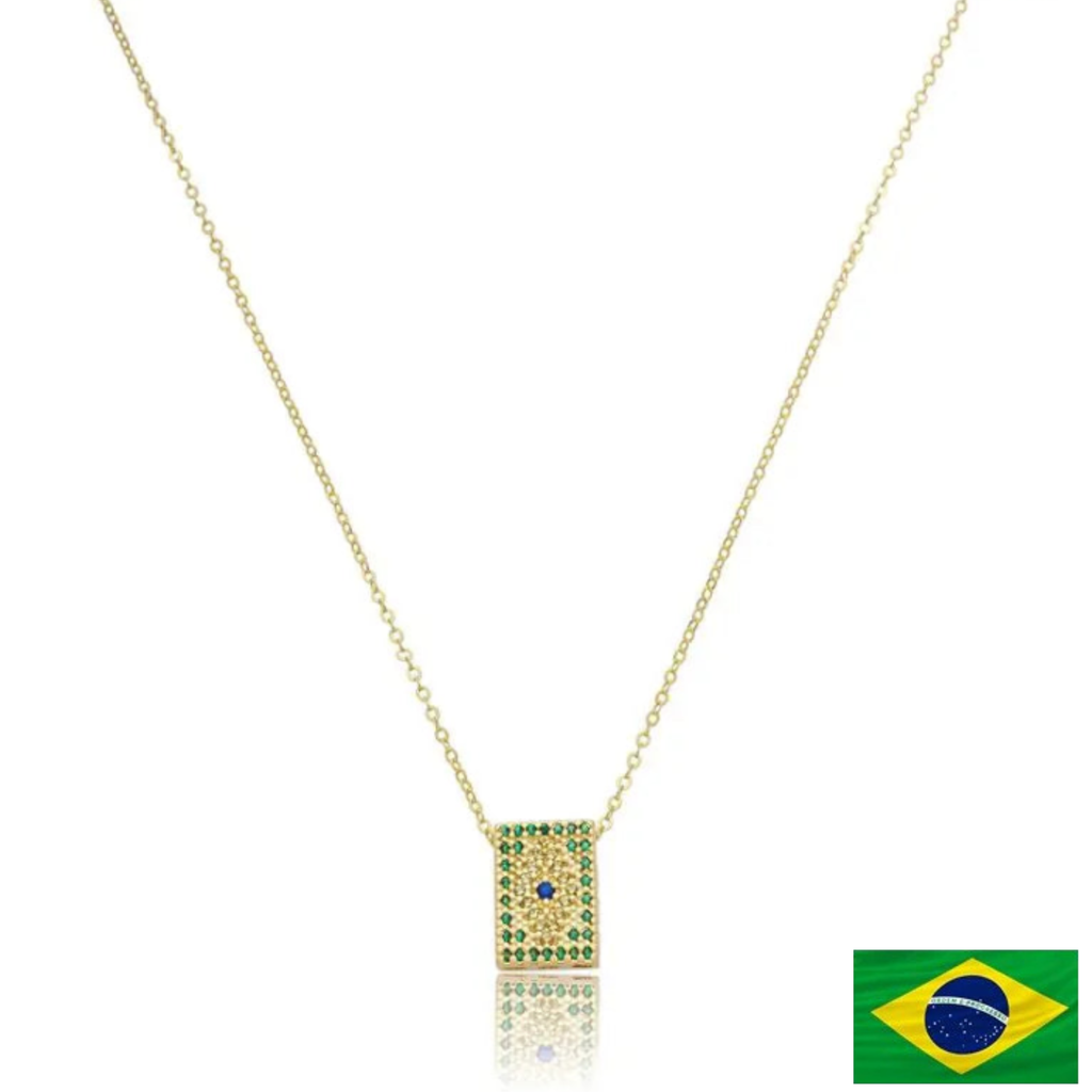 NECKLACE BRAZIL FLAG CRYSTALS