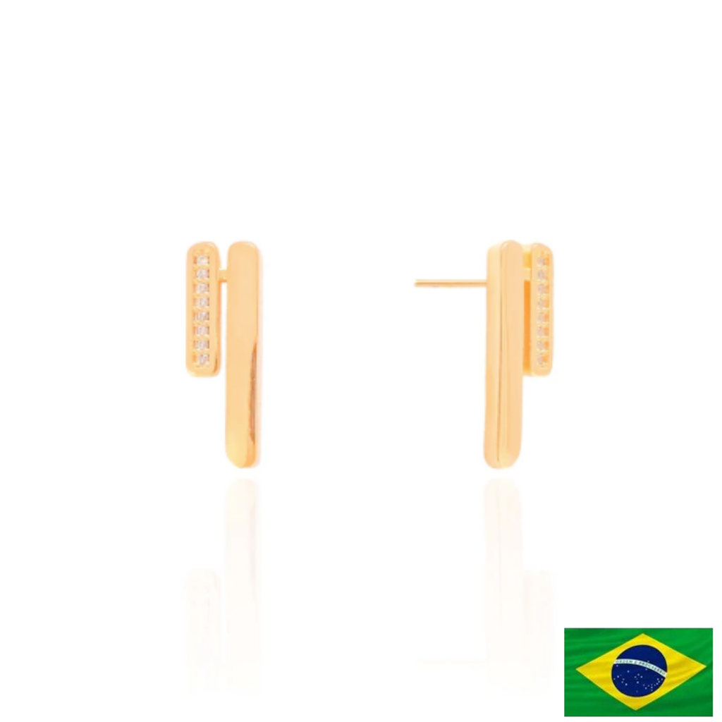 EARRINGS VERTICAL BARS WITH STUDDED CRYSTALS