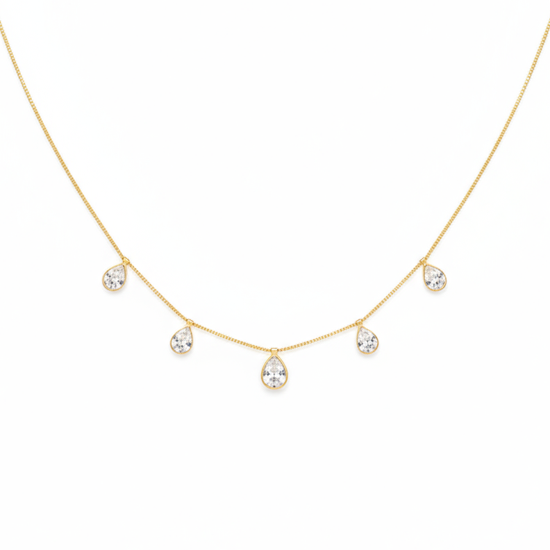 NECKLACE 5 TEAR DROP CUBIC ZIRCONIA