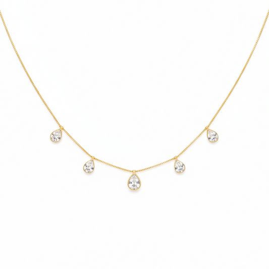 NECKLACE 5 TEAR DROP CUBIC ZIRCONIA