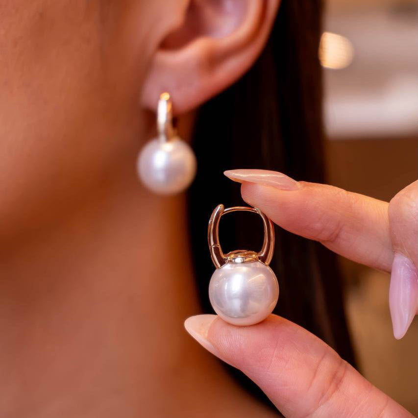 EARRING HOOPS LARGE PEARL