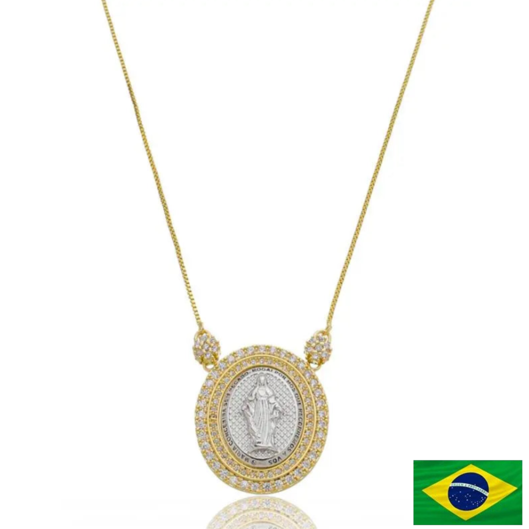 NECKLACE OUR LADY OF GRACE DUO PLATED AND CRYSTALS