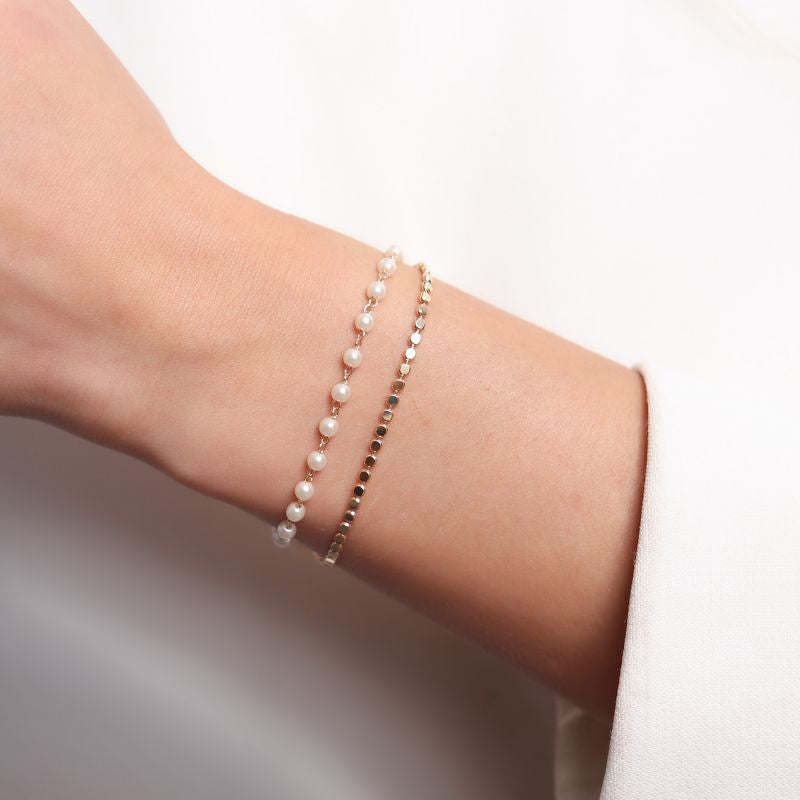 BRACELET 2in1 PEARLS + FLAT SPHERES