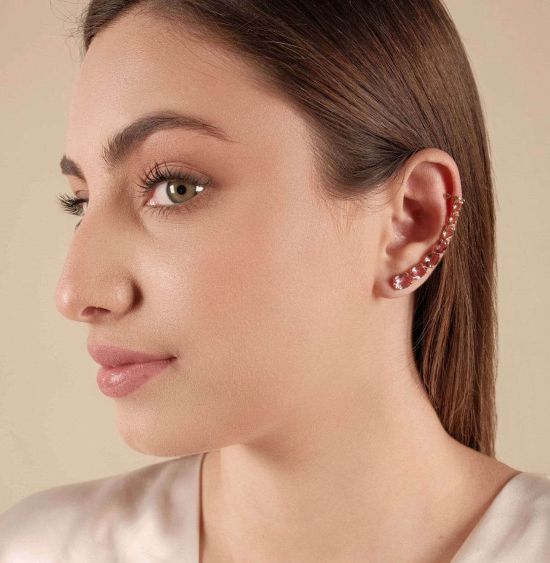 EARRING CLIMBER OVAL CRYSTALS