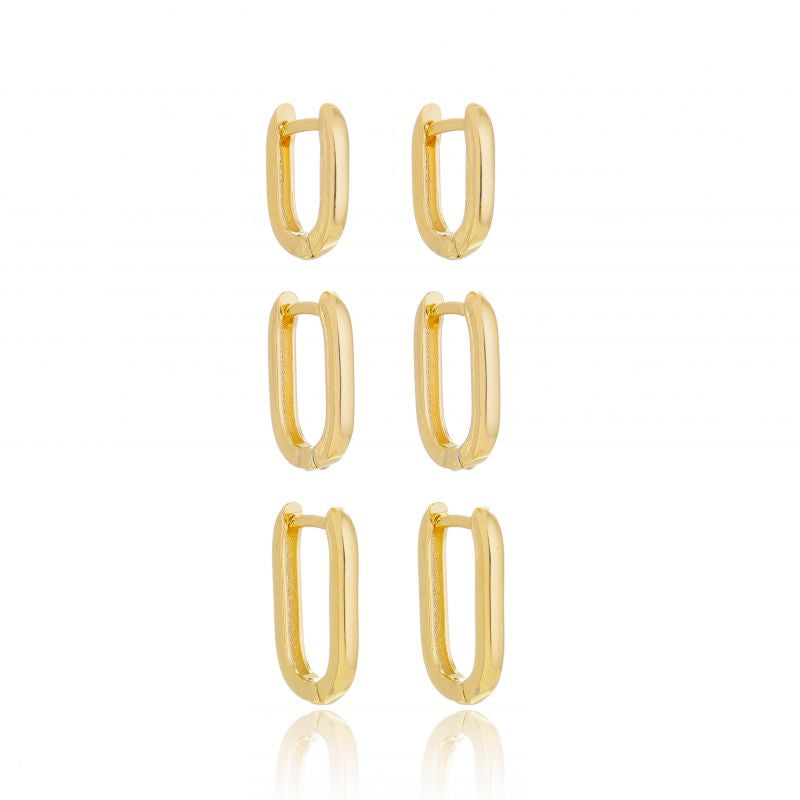 EARRING TRIO HOOPS OVAL