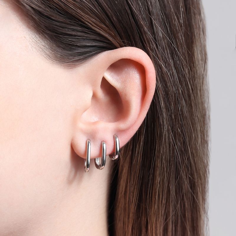 EARRING TRIO HOOPS OVAL