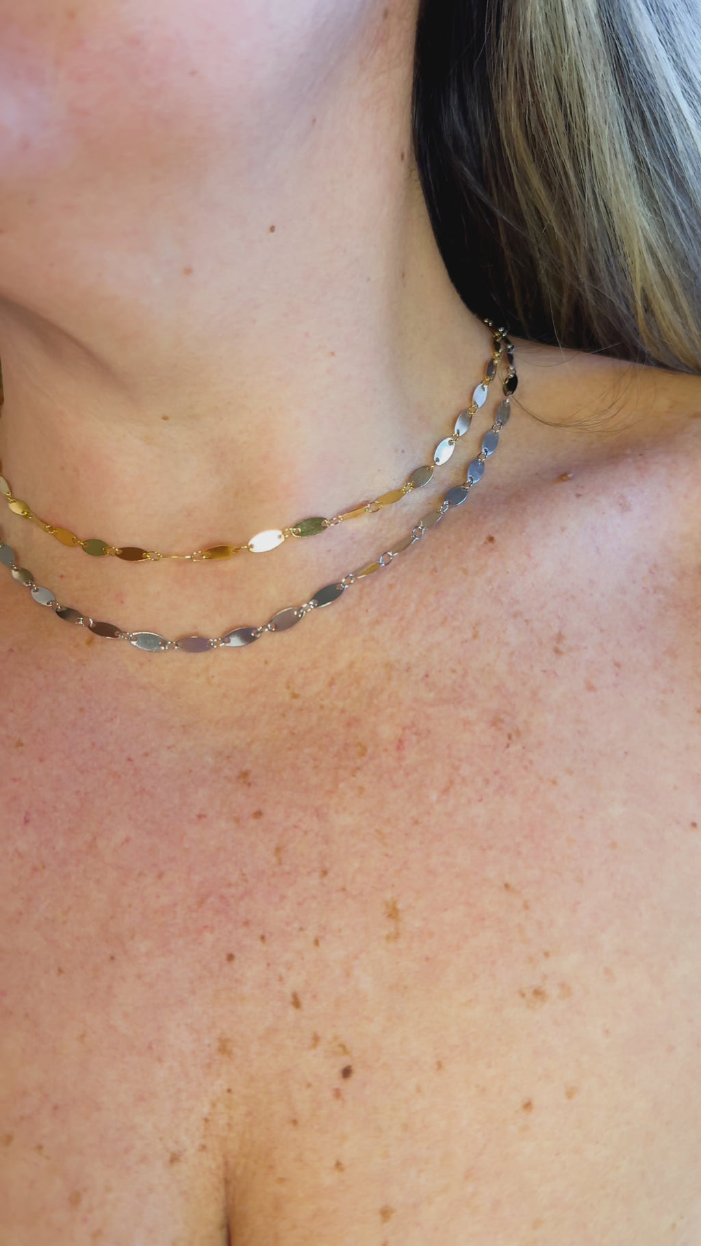 NECKLACE CHOKER FLAT RICE SHAPE