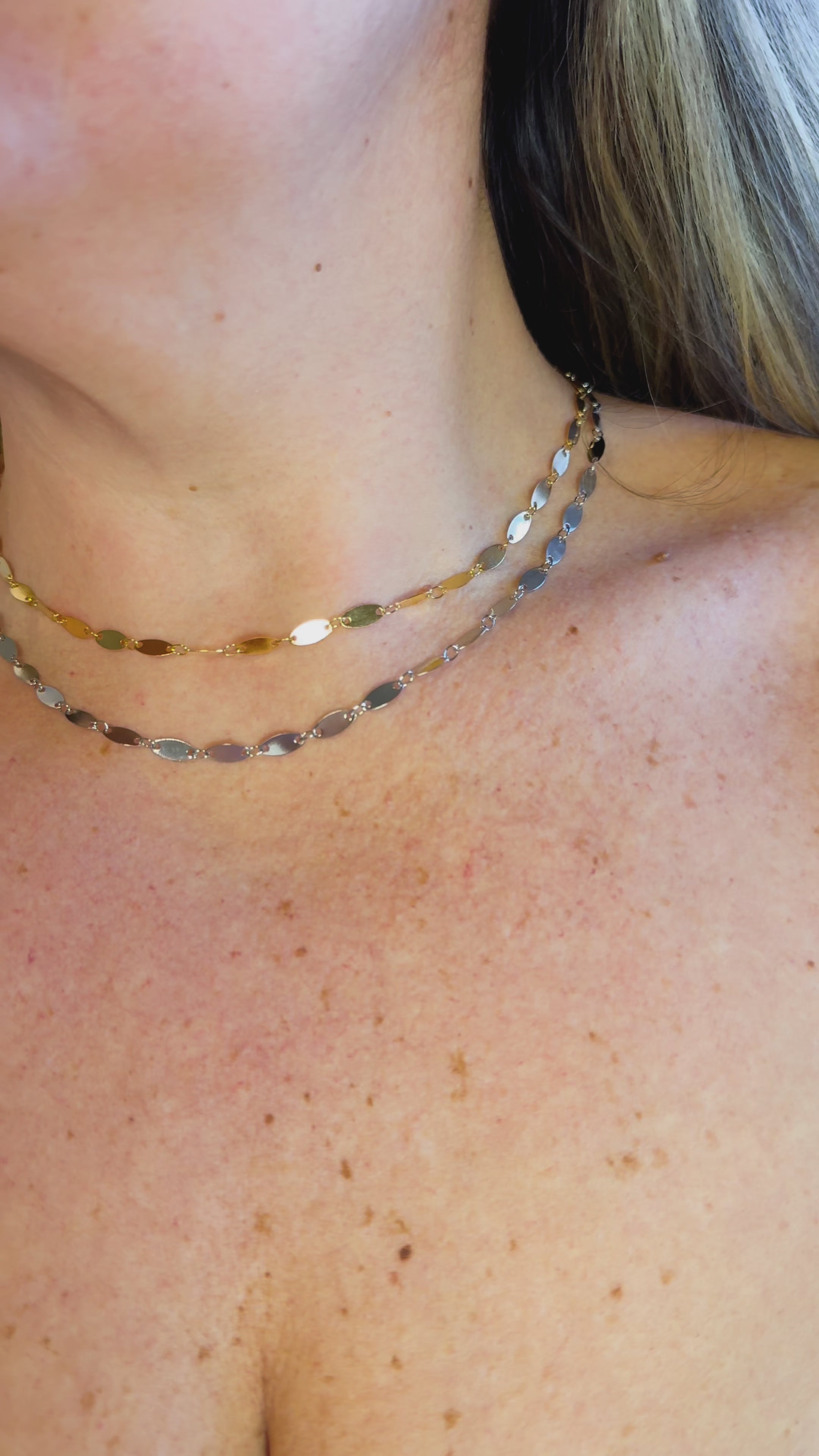 NECKLACE CHOKER FLAT RICE SHAPE