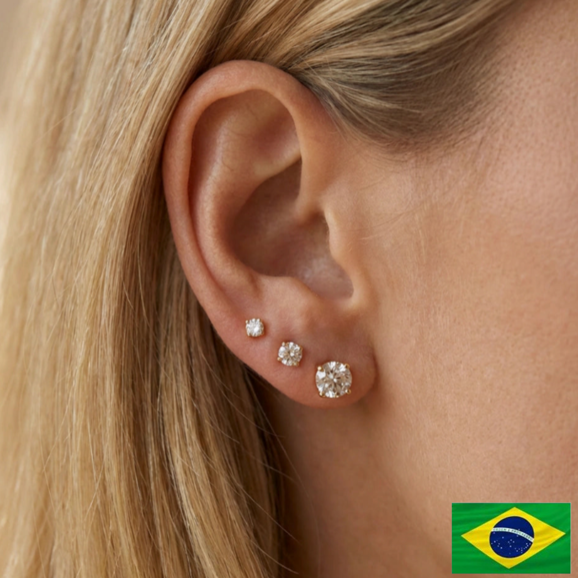 EARRING STUDS TRIO CUBIC ZIRCONIA