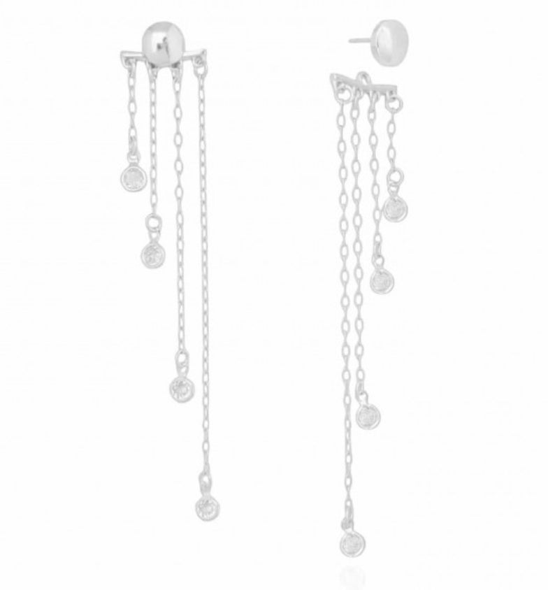 EARRING FRINGE CHAIN WITH CRYSTALS