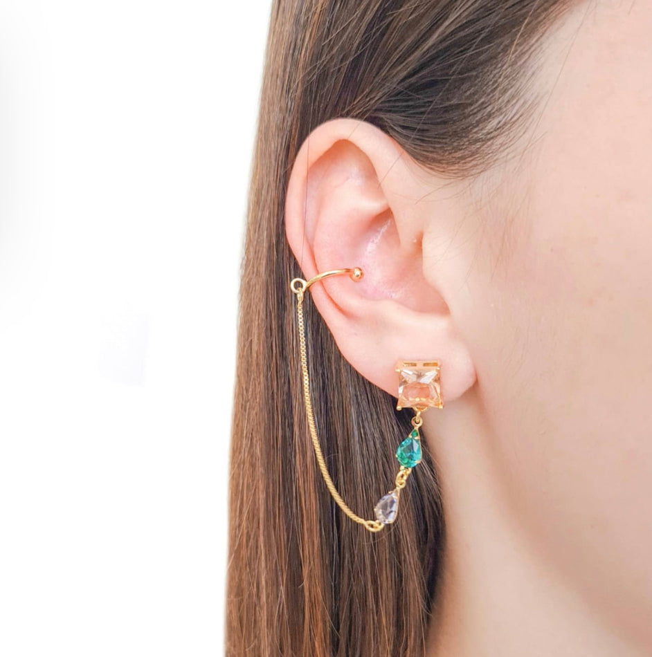 EARRING + EARCUFF COLOR CRYSTALS