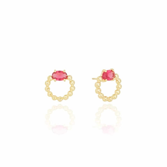 EARRING CIRCLE RUBY CRYSTAL