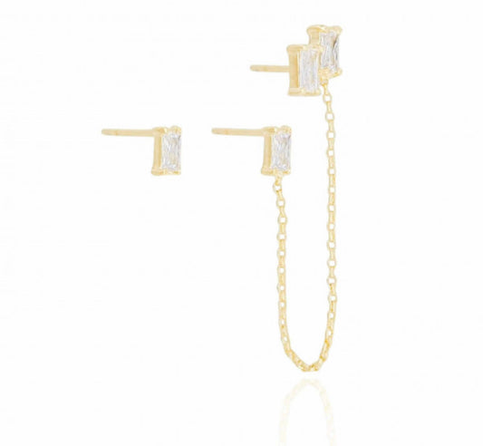 EARRING MINI RECTANGLE WITH CHAIN