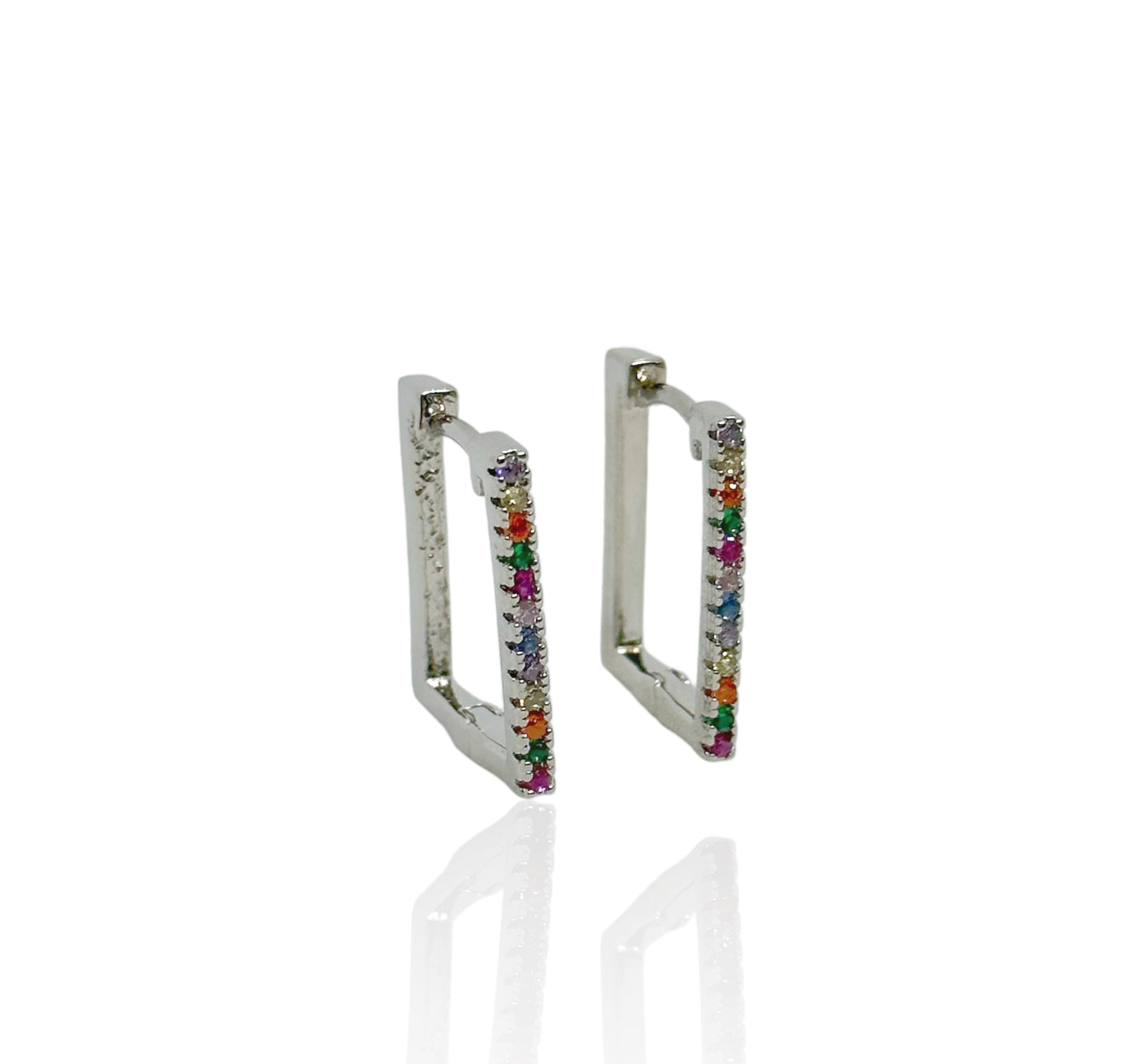 EARRING SQUARE HOOP COLOR CRYSTALS