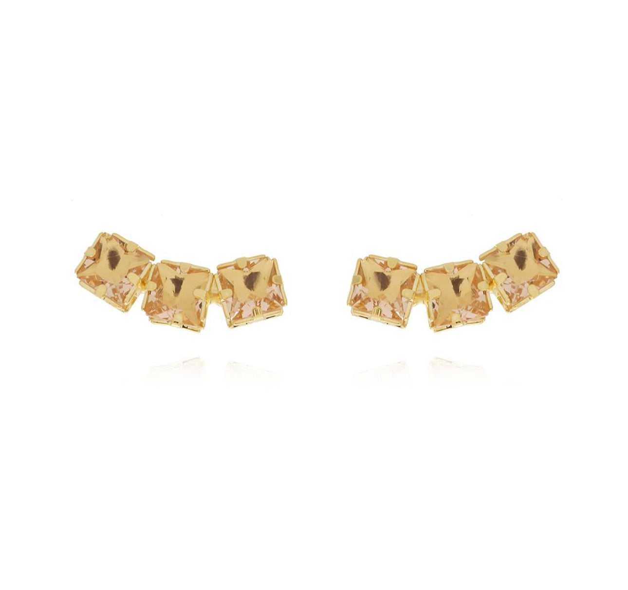 EARRING 3 SQUARE COLOR ZIRCONIA