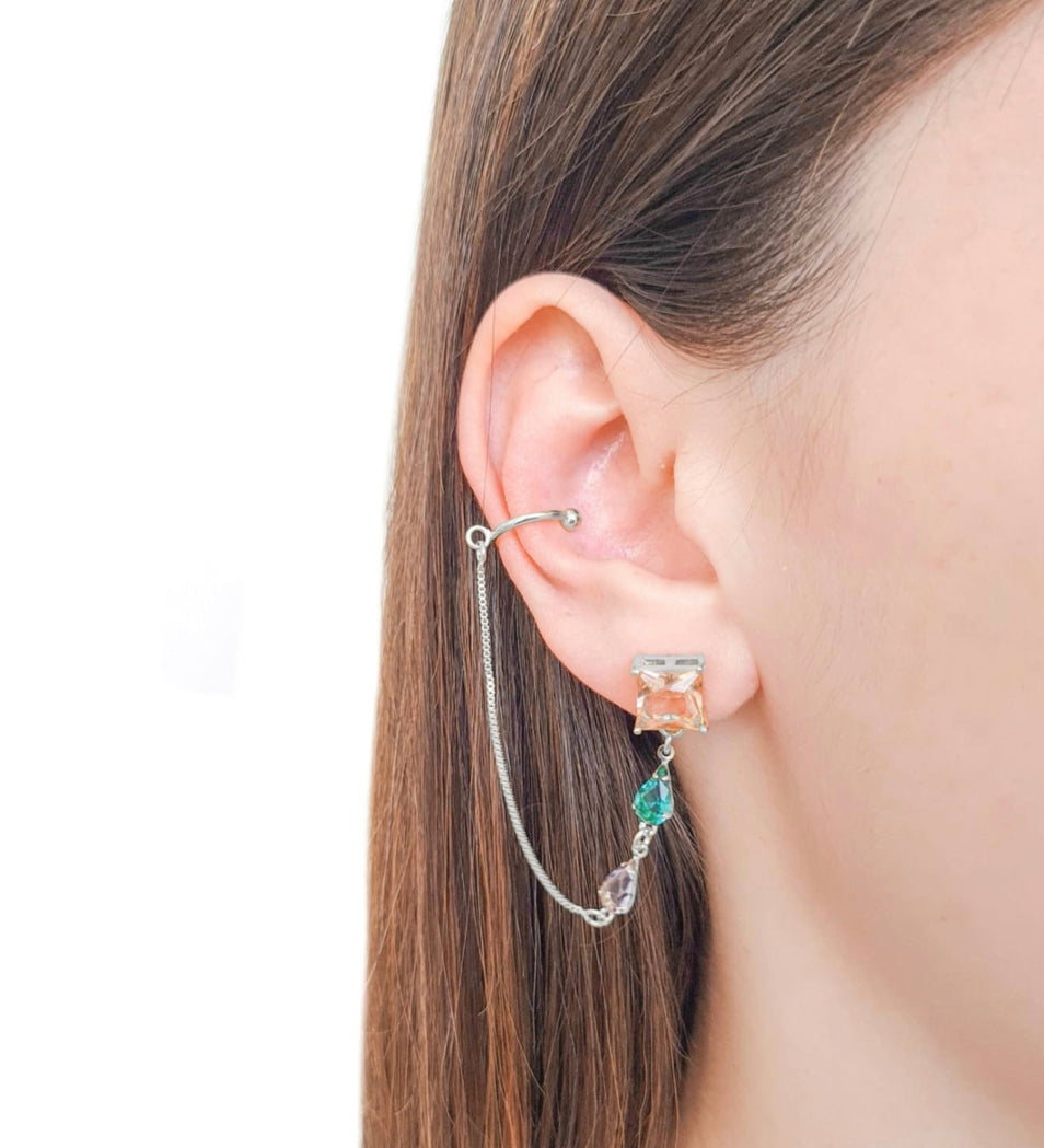 EARRING + EARCUFF COLOR CRYSTALS