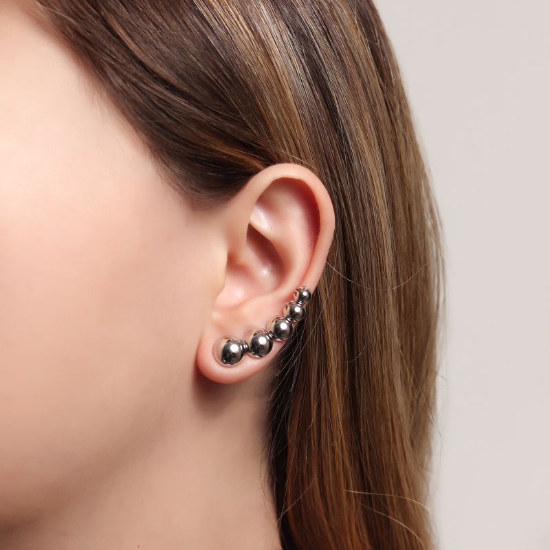 EARRING CRESCENT HALF SPHERES