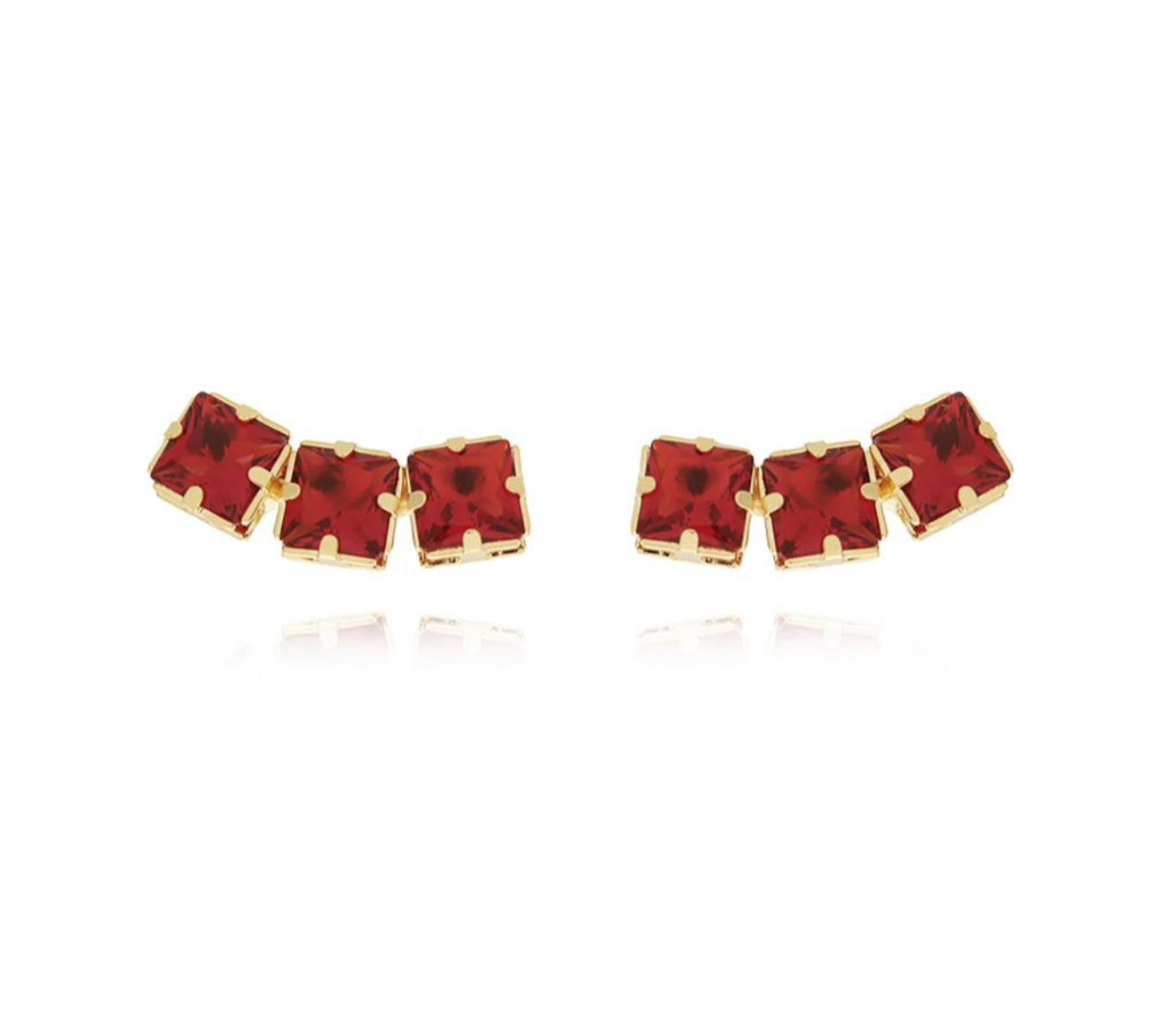 EARRING 3 SQUARE COLOR ZIRCONIA