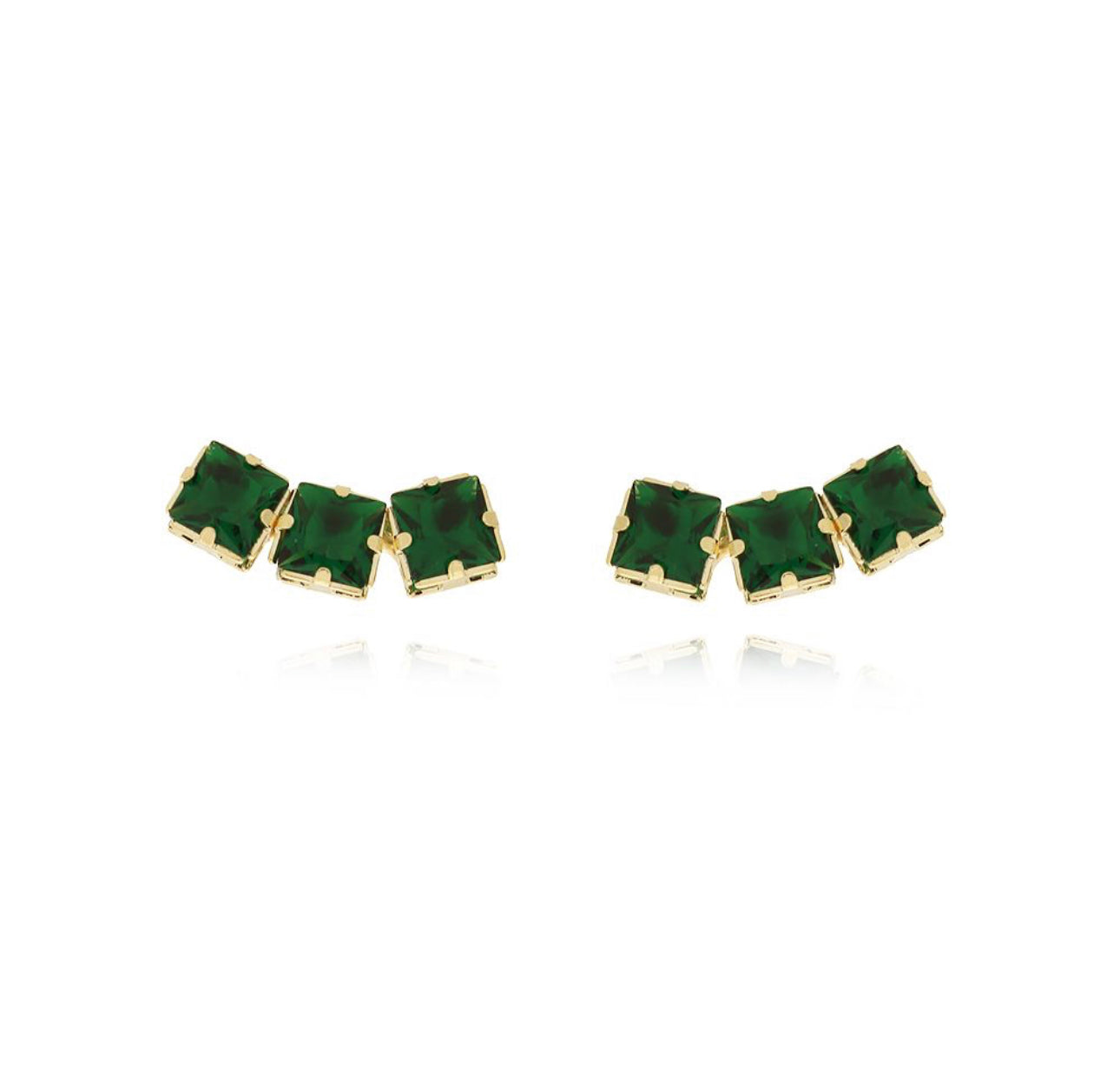 EARRING 3 SQUARE COLOR ZIRCONIA