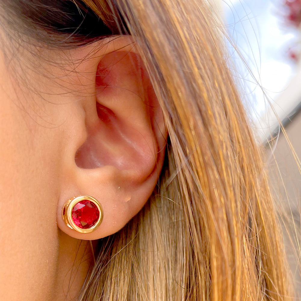 EARRING RUBY CRYSTAL CIRCLE