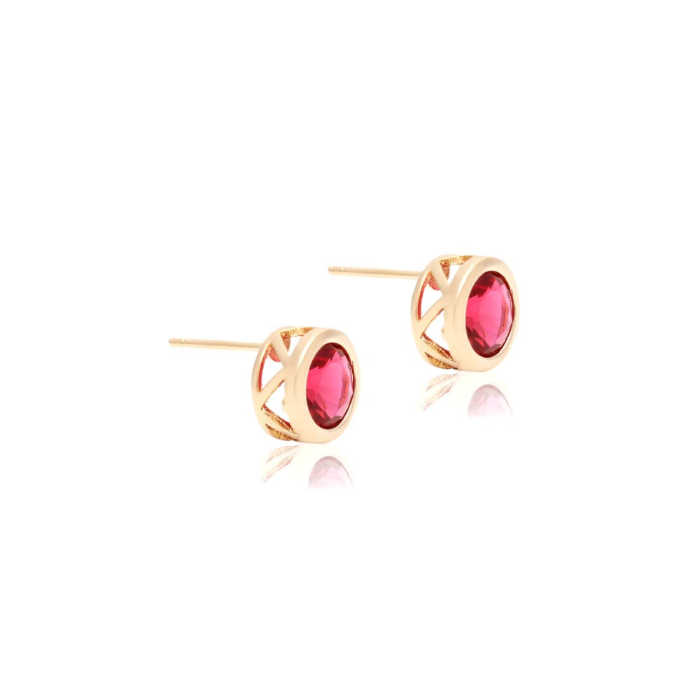 EARRING RUBY CRYSTAL CIRCLE