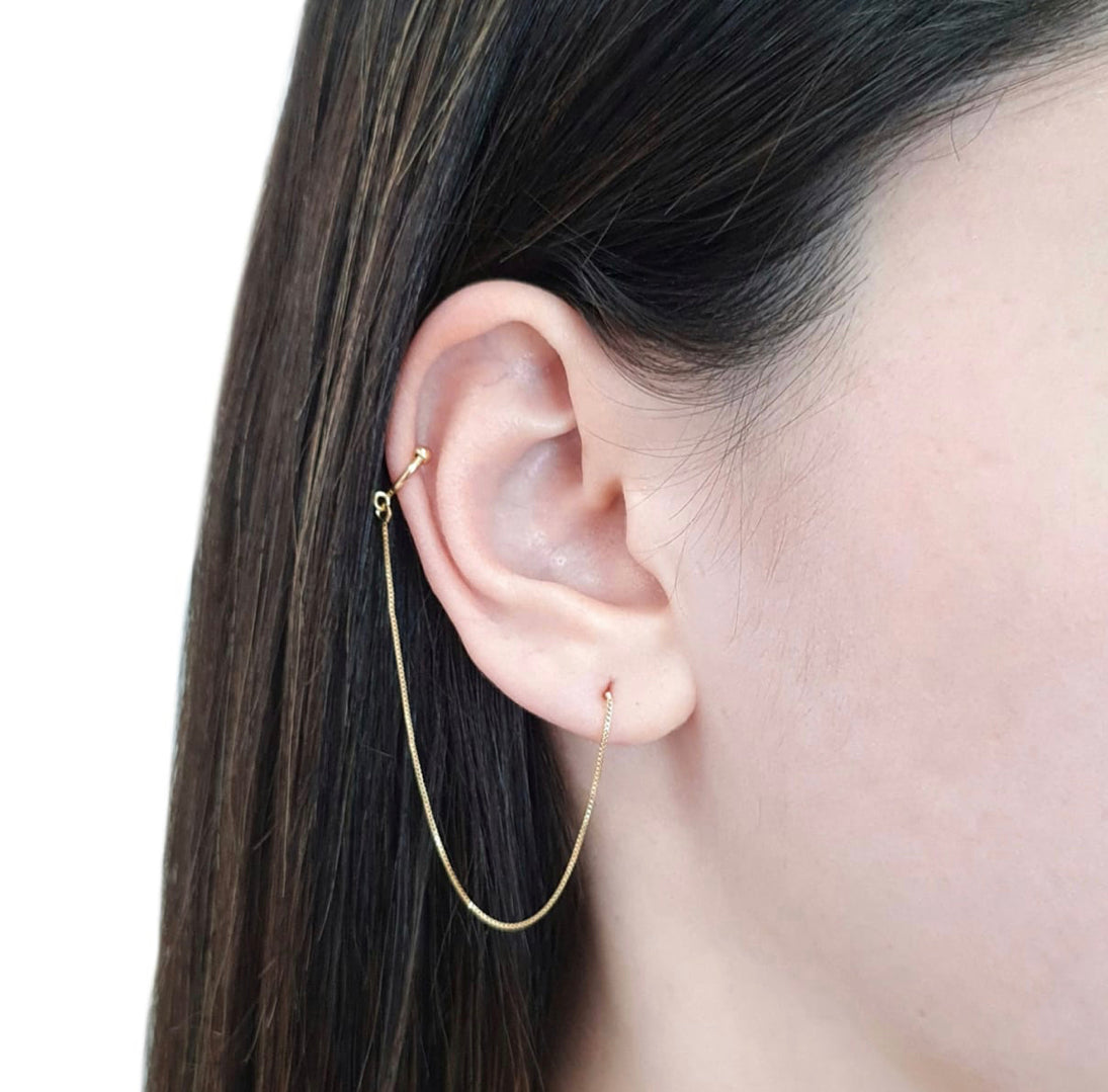 EARCUFF + EARRING CHAIN (one piece)