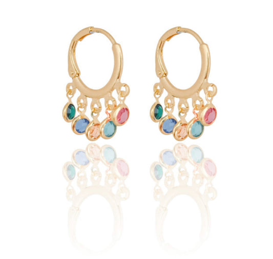 EARRING HOOP 5 COLOR CRYSTALS