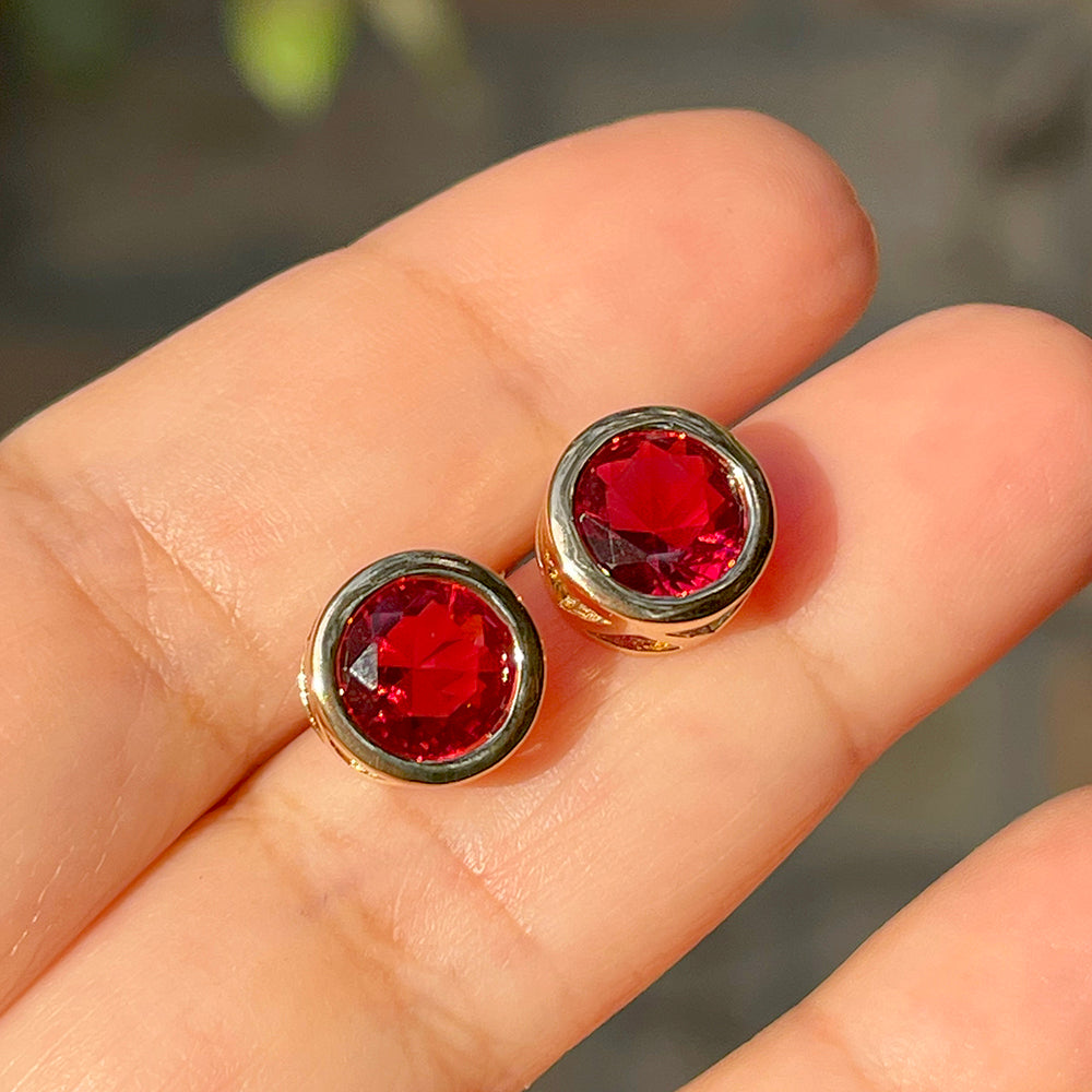 EARRING RUBY CRYSTAL CIRCLE