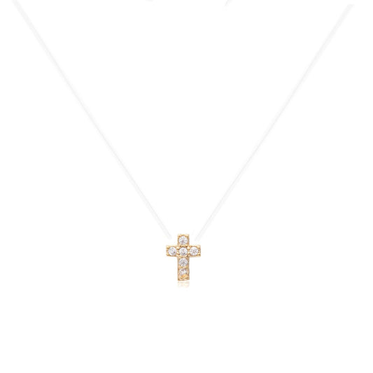 NECKLACE NYLON CRUCIFIX CUBIC ZIRCONIA