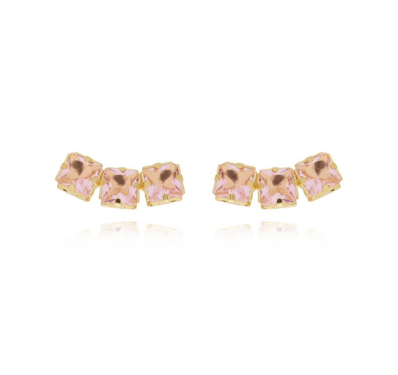 EARRING 3 SQUARE COLOR ZIRCONIA