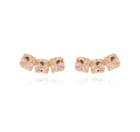 EARRING 3 SQUARE COLOR ZIRCONIA